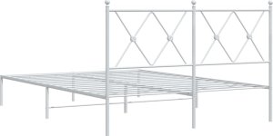 vidaXL vidaXL Metalowa rama łóżka z wezgłowiem, biała, 135x190 cm 6