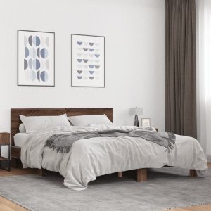 vidaXL vidaXL Rama łóżka, brązowy dąb, 150x200 cm, materiał drewnopochodny 3