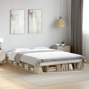 vidaXL vidaXL Rama łóżka, dąb sonoma, 140x200 cm, materiał drewnopochodny 3