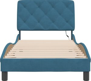 vidaXL vidaXL Rama łóżka z LED, niebieska, 90x200 cm, aksamitna 6