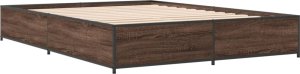 vidaXL vidaXL Rama łóżka, brązowy dąb, 140x190 cm, materiał drewnopochodny 6