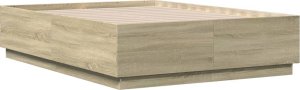 vidaXL vidaXL Rama łóżka z LED, dąb sonoma, 135x190 cm 3