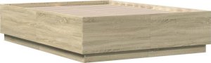 vidaXL vidaXL Rama łóżka z LED, dąb sonoma, 135x190 cm 8