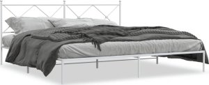 vidaXL vidaXL Metalowa rama łóżka z wezgłowiem, biała, 193x203 cm 2
