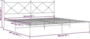 vidaXL vidaXL Metalowa rama łóżka z wezgłowiem, biała, 193x203 cm 8