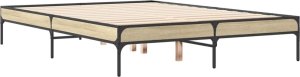 vidaXL vidaXL Rama łóżka, dąb sonoma, 140x190 cm, materiał drewnopochodny 2