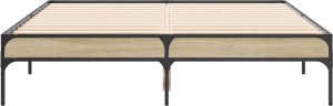 vidaXL vidaXL Rama łóżka, dąb sonoma, 140x190 cm, materiał drewnopochodny 4