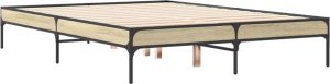 vidaXL vidaXL Rama łóżka, dąb sonoma, 140x190 cm, materiał drewnopochodny 6