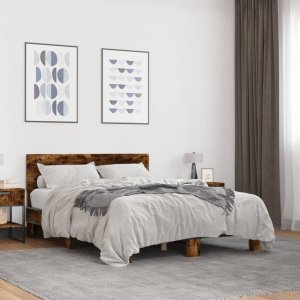 vidaXL vidaXL Rama łóżka, przydymiony dąb, 140x200cm, materiał drewnopochodny 3