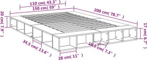 vidaXL vidaXL Rama łóżka, dąb sonoma, 150x200 cm, materiał drewnopochodny 10