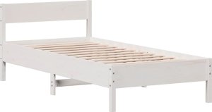 vidaXL vidaXL Rama łóżka bez materaca, biała, 75x190 cm, lite drewno sosnowe 2