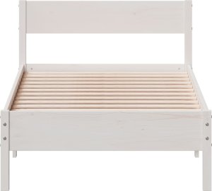 vidaXL vidaXL Rama łóżka bez materaca, biała, 75x190 cm, lite drewno sosnowe 4