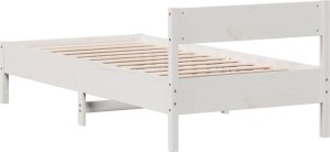 vidaXL vidaXL Rama łóżka bez materaca, biała, 75x190 cm, lite drewno sosnowe 6