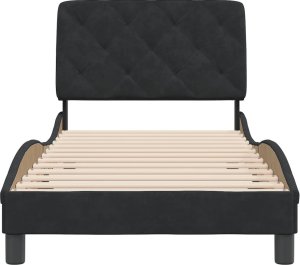 vidaXL vidaXL Rama łóżka z zagłówkiem, czarna, 90x200 cm, aksamitem 5