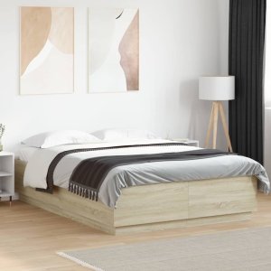 vidaXL vidaXL Rama łóżka, dąb sonoma, 120x200 cm, materiał drewnopochodny 3