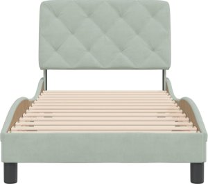 vidaXL vidaXL Rama łóżka z zagłówkiem, jasnoszara, 90x200 cm, aksamitna 5