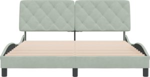 vidaXL vidaXL Rama łóżka z zagłówkiem, jasnoszara, 160x200 cm, aksamitna 5