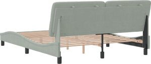 vidaXL vidaXL Rama łóżka z zagłówkiem, jasnoszara, 160x200 cm, aksamitna 7