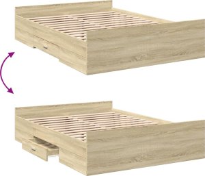 vidaXL vidaXL Rama łóżka z szufladami, dąb sonoma, 120x200 cm 7