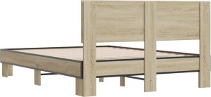 vidaXL vidaXL Rama łóżka, dąb sonoma, 140x190 cm, materiał drewnopochodny 6