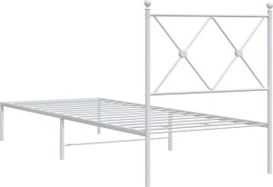 vidaXL vidaXL Metalowa rama łóżka z wezgłowiem, biała, 80x200 cm 6