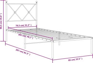 vidaXL vidaXL Metalowa rama łóżka z wezgłowiem, biała, 80x200 cm 8