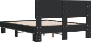 vidaXL vidaXL Rama łóżka, czarna, 120x200 cm, materiał drewnopochodny i metal 6