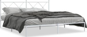 vidaXL vidaXL Metalowa rama łóżka z wezgłowiem, biała, 183x213 cm 2