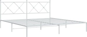 vidaXL vidaXL Metalowa rama łóżka z wezgłowiem, biała, 183x213 cm 3