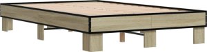 vidaXL vidaXL Rama łóżka, dąb sonoma, 120x190 cm, materiał drewnopochodny 2