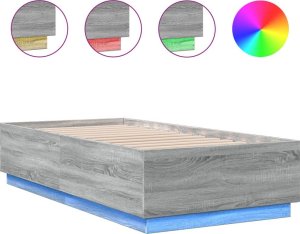 vidaXL vidaXL Rama łóżka z LED, szary dąb sonoma, 75x190 cm 2