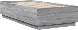vidaXL vidaXL Rama łóżka z LED, szary dąb sonoma, 75x190 cm 8