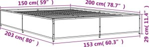 vidaXL vidaXL Rama łóżka, dąb sonoma, 150x200 cm, materiał drewnopochodny 9