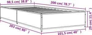 vidaXL vidaXL Rama łóżka, przydymiony dąb, 100x200cm, materiał drewnopochodny 9