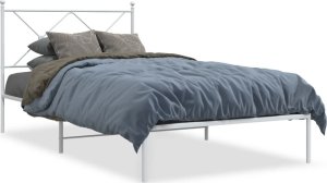 vidaXL vidaXL Metalowa rama łóżka z wezgłowiem, biała, 100x190 cm 2