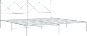 vidaXL vidaXL Metalowa rama łóżka z wezgłowiem, biała, 200x200 cm 3