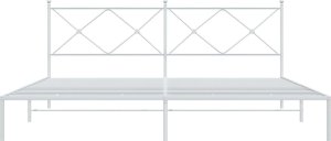 vidaXL vidaXL Metalowa rama łóżka z wezgłowiem, biała, 200x200 cm 4