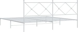 vidaXL vidaXL Metalowa rama łóżka z wezgłowiem, biała, 200x200 cm 6
