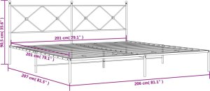 vidaXL vidaXL Metalowa rama łóżka z wezgłowiem, biała, 200x200 cm 8