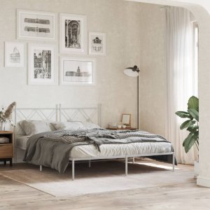 vidaXL vidaXL Metalowa rama łóżka z wezgłowiem, biała, 150x200 cm 3