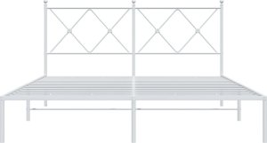 vidaXL vidaXL Metalowa rama łóżka z wezgłowiem, biała, 150x200 cm 4