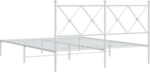 vidaXL vidaXL Metalowa rama łóżka z wezgłowiem, biała, 150x200 cm 6