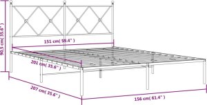 vidaXL vidaXL Metalowa rama łóżka z wezgłowiem, biała, 150x200 cm 8