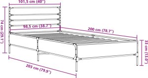 vidaXL vidaXL Rama łóżka, dąb sonoma, 100x200 cm, materiał drewnopochodny 9