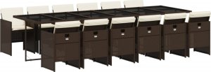 vidaXL vidaXL 13-cz. zestaw mebli do ogrodu, poduszki, brązowy, rattan PE 2