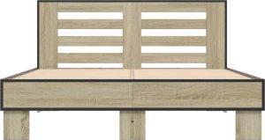 vidaXL vidaXL Rama łóżka, dąb sonoma, 140x200 cm, materiał drewnopochodny 4