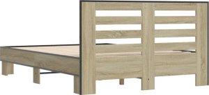 vidaXL vidaXL Rama łóżka, dąb sonoma, 140x200 cm, materiał drewnopochodny 6