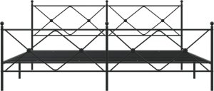 vidaXL vidaXL Metalowa rama łóżka z wezgłowiem i zanóżkiem, czarna, 193x203cm 4