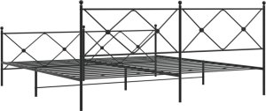 vidaXL vidaXL Metalowa rama łóżka z wezgłowiem i zanóżkiem, czarna, 193x203cm 6