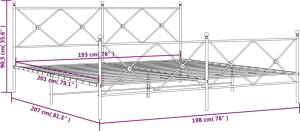 vidaXL vidaXL Metalowa rama łóżka z wezgłowiem i zanóżkiem, czarna, 193x203cm 8